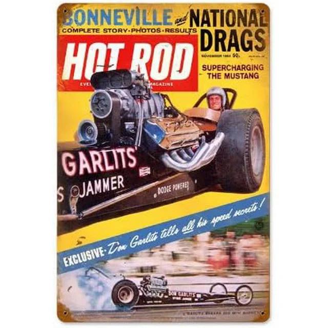 Vintage Pinup Girl Hot Street Rods Garage Full Service Route Auto Mechanics Metal Tin Sign for Rural Wall Decor Retro Poste