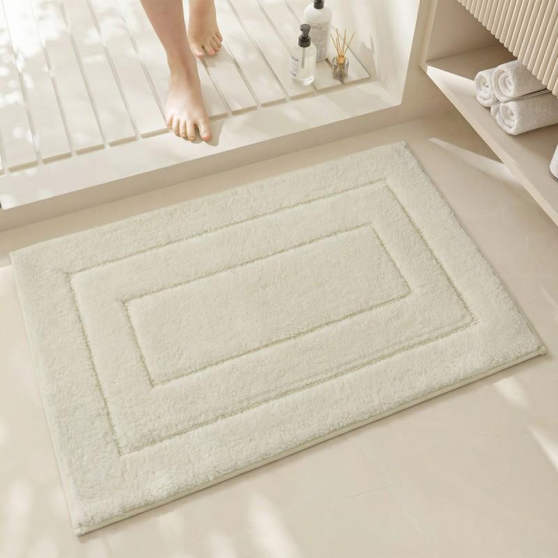 Thick Absorbent Bath Mat Bathroom Door Non-Slip Floor Rug With Edge Binding Square Shape Machine Woven