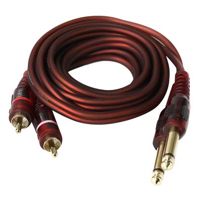 1,5 m 6,35 mm 1/4 inch stekkers naar 2 RCA-kabeladapterconverterdraad