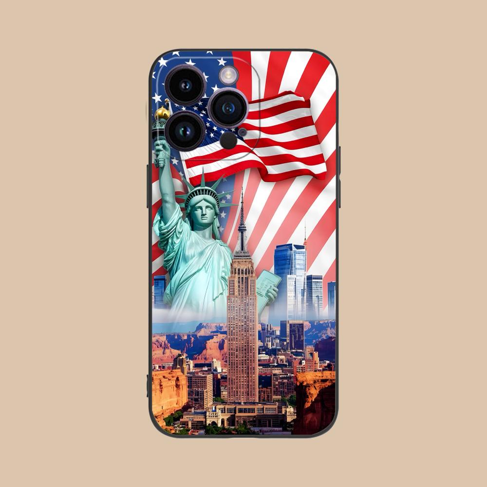 USA America Flag Mobile Cell Phone Case for iPhone 17 16 15 14 13 12 11 X XR XS 8 7 Air Pro Max Plus Mini Colorful Cover Cover