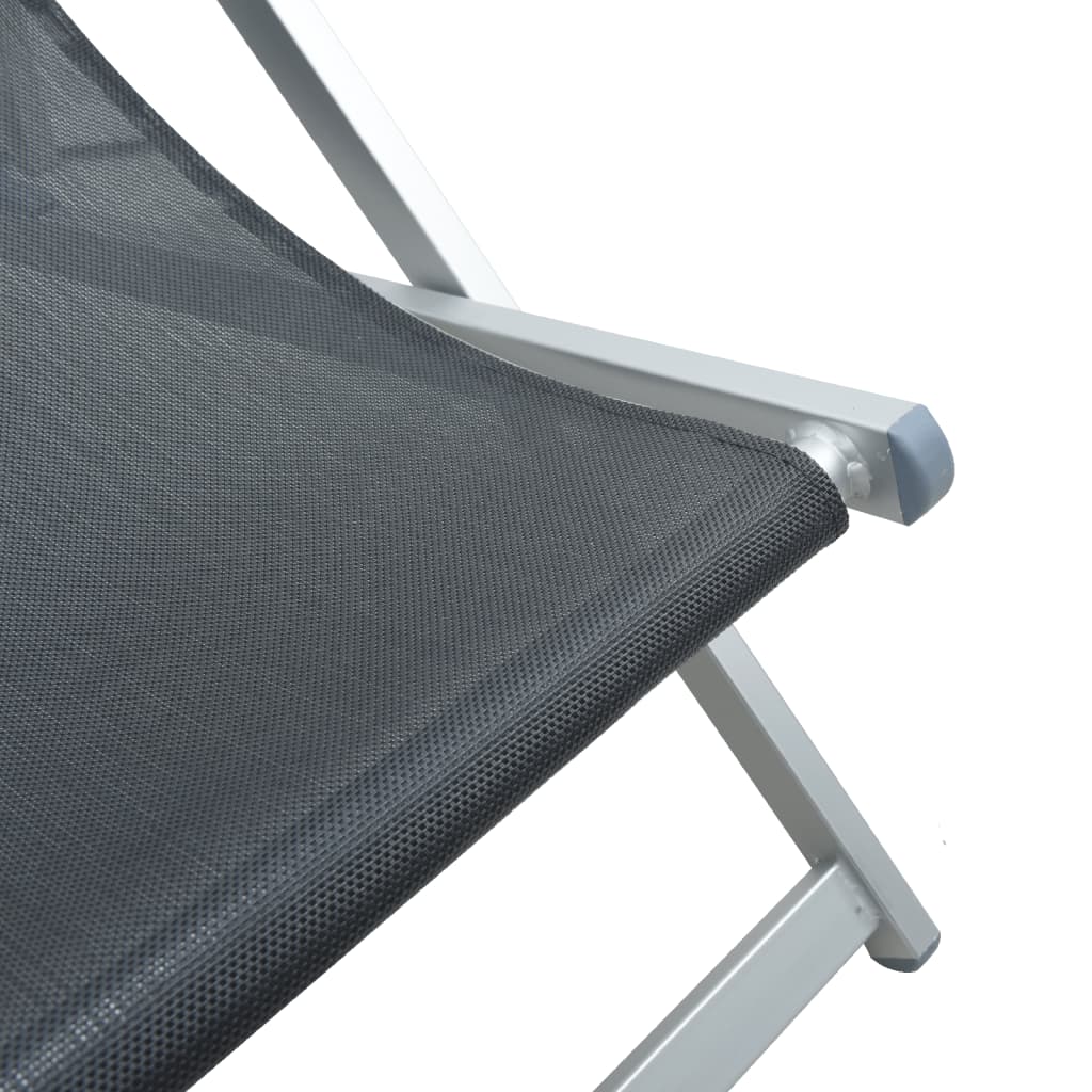 Beach Chairs 2 Pcs Foldable Grey Aluminum and Textilene