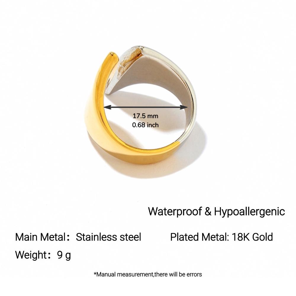 Ying Tai 18k Gold Plated Stainless Steel Women s Open Ring - Two-Tone Titanium, Non-Fading, European and American Style. Size 7