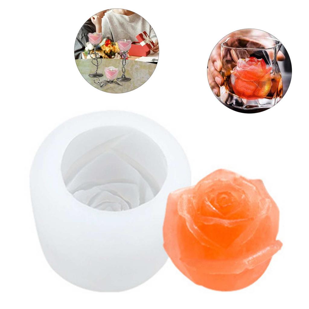 4PCS Ice Making Molds Rose Shape Silicone Mold for Freezing Chocolates Candles White