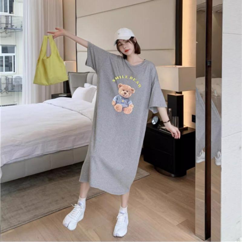 Women's T-shirt Dress Women Summer Over The Knee Loose Maternity Lazy Dress