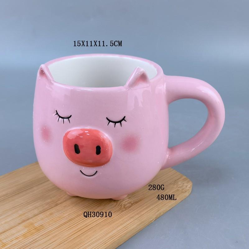 Ceramic piranha ceramic cartoon cup three-dimensional animal mug hand-painted ceramic universal coffee cup high value