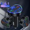 100W Car Charger PD QC3.0 6 Ports Fast Charging Adapter for IPhone USB Type C Socket Charger