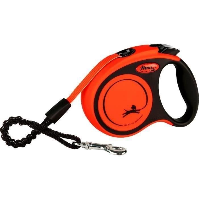 Laisse sangle trixie flexi xtreme - taille xs - 3m - noir et orange