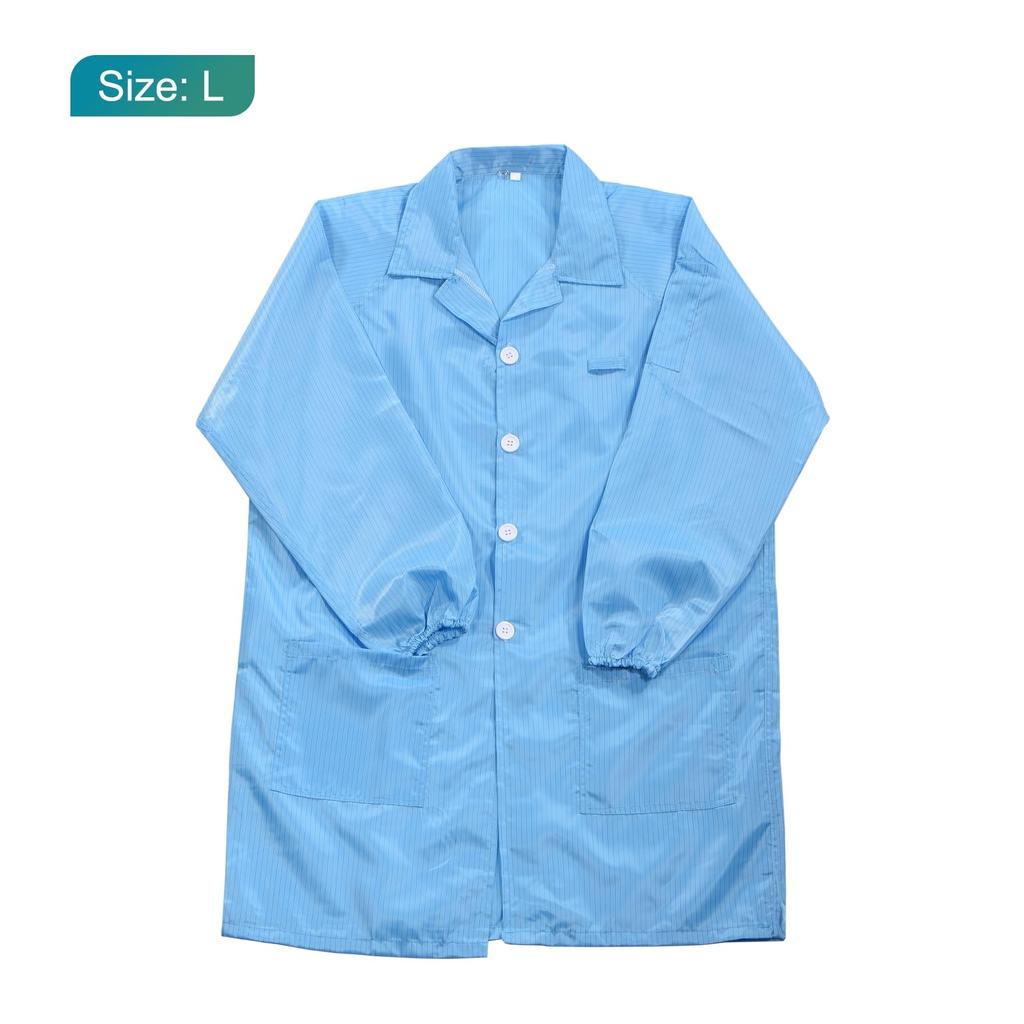 uxcell ESD Lab Coat, Anti-Static Clothing, Science Jacket with Cuffs and Pelvis, Uniform, Unisex (Blue, Large)