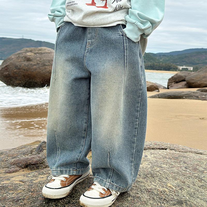 Autumn 2025 Fairy Tale Korean Style Soft Denim Gradient Wash Boys' Jeans - Comfortable, Versatile Long Pants