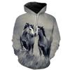 Autumn 3D Horse Pattern Printed Hoodies Fashionable Casual Sports Long Sleeved Men's Hooded Sweatshirts