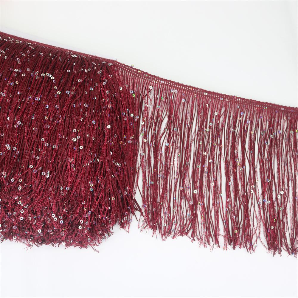 20Cm Wide Sequin Double-Wire Encrypted Nylon Row Beard Fringed Lace Latin Dance Clothing Accessories