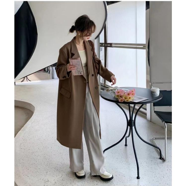 Korean Style And Loose Casual Long Suit Coat With Kneelength Windbreaker For Autumn And Spring