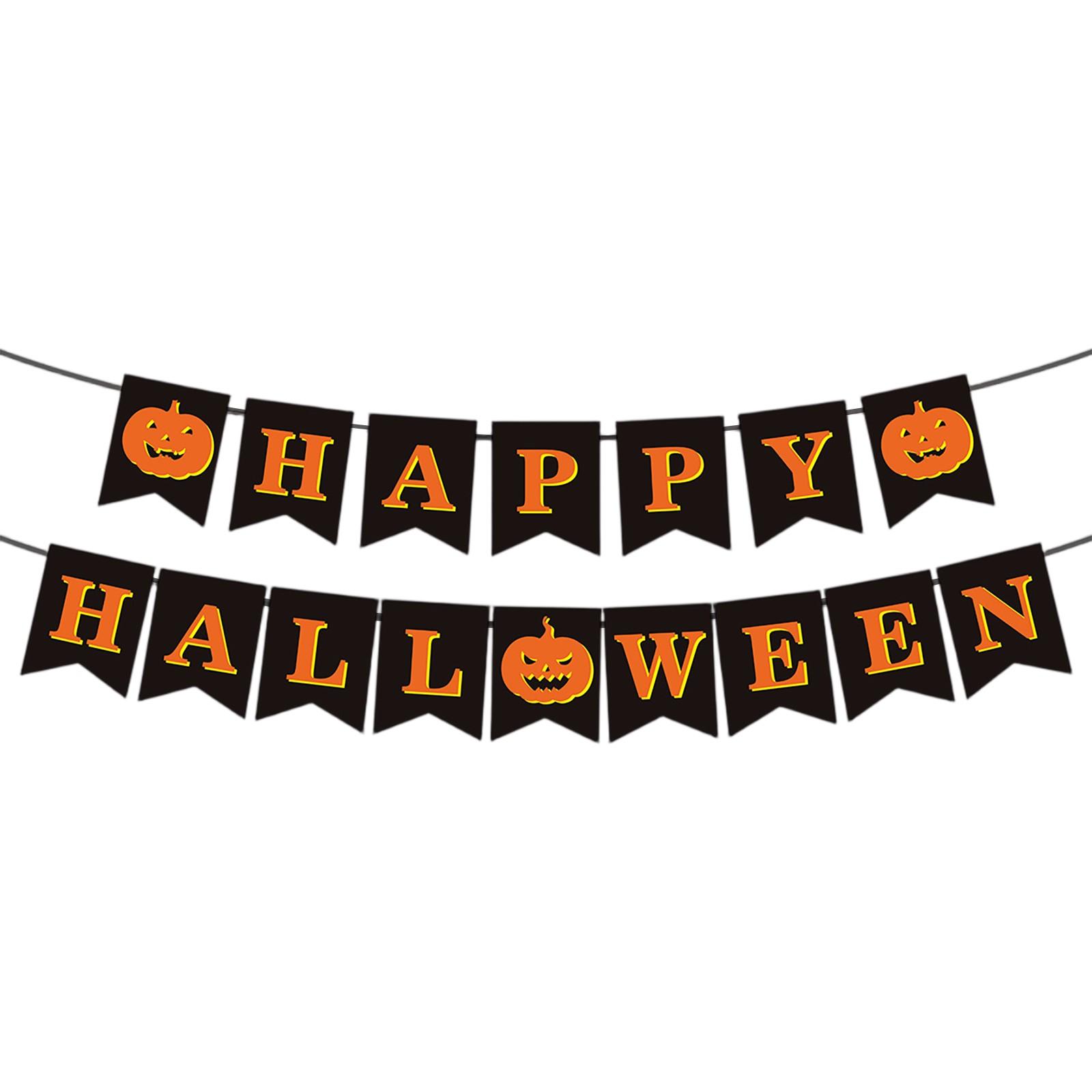 

Новый баннер-флаг Счастливого Хэллоуина Фестиваль Скелет Тыква Принадлежности для украшения вечеринки Украшение сцены Украшение дома One Size