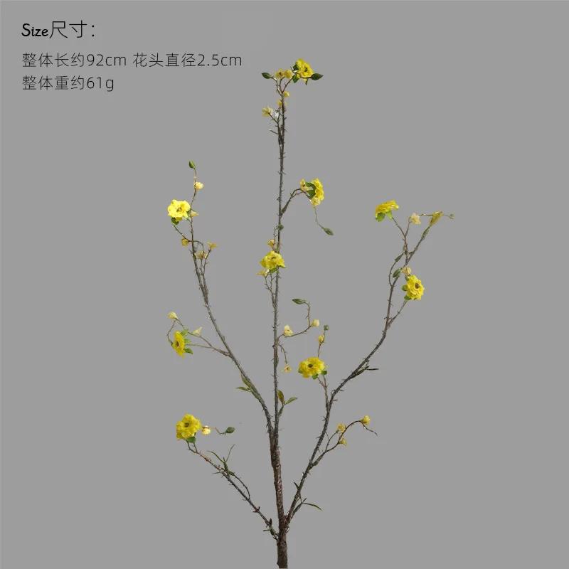 

4 шт./лот Штучна Квітка Сливи з Шипами Шовкова Квітка для Декору Домашньої Вітальні Вечірки Стіл Квіткова Композиція Весільна Флористика жовтий