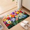 Tulip Butterfly Non-Slip Flannel Door Mat, Machine Washable Fade-Resistant for Indoor Outdoor Use In Bedroom Living Room Kitchen