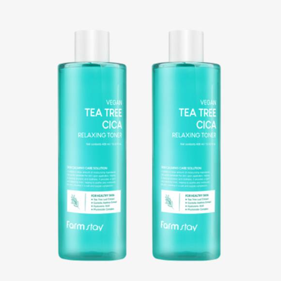 FARM STAY Vegan Tea Tree Cica Relaxing Toner 400ml (3 Options)