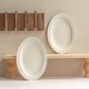 Matte Sesame Glaze Ceramic Oval Plate Embossed Fish Plate Household Steamed Fish Plate Vegetable Plate Restaurant Western Plate Sushi Plate