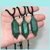 Natural Malachite Crystal Quartz Necklace With Hexagonal Wand Pendant And Adjustable Chain For Spiritual Healing