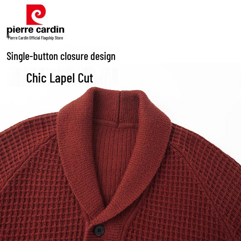 Pierre Cardin Men's 100% Wool Thick Knitted Cardigan