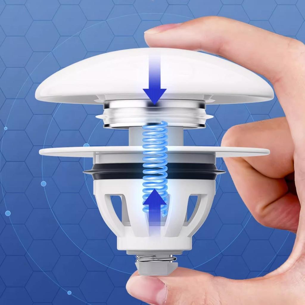 Universal Pop-Up Bathroom Sink Stopper Odor-Resistant Press-To-Close Drain Plug Hair Catcher Strainer for Washbasin Accessories