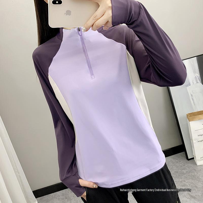 Women's Quick-Drying Fingerless Long-Sleeve Running & Hiking T-Shirt: Breathable & Elastic