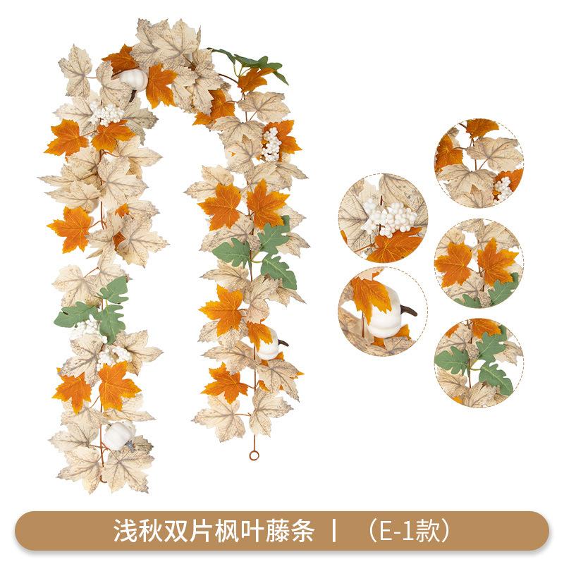 Autumn Maple Leaf Harvest Season Artificial Fake Leaves Thanksgiving Halloween Maple Leaf Rattan Decorative Rattan
