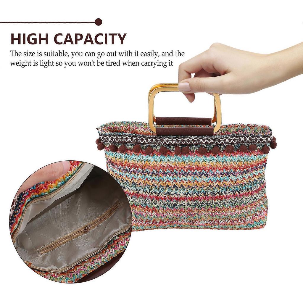 Fashionable Straw Woven Bag Large-capacity Straw Woven Handbag for Storage