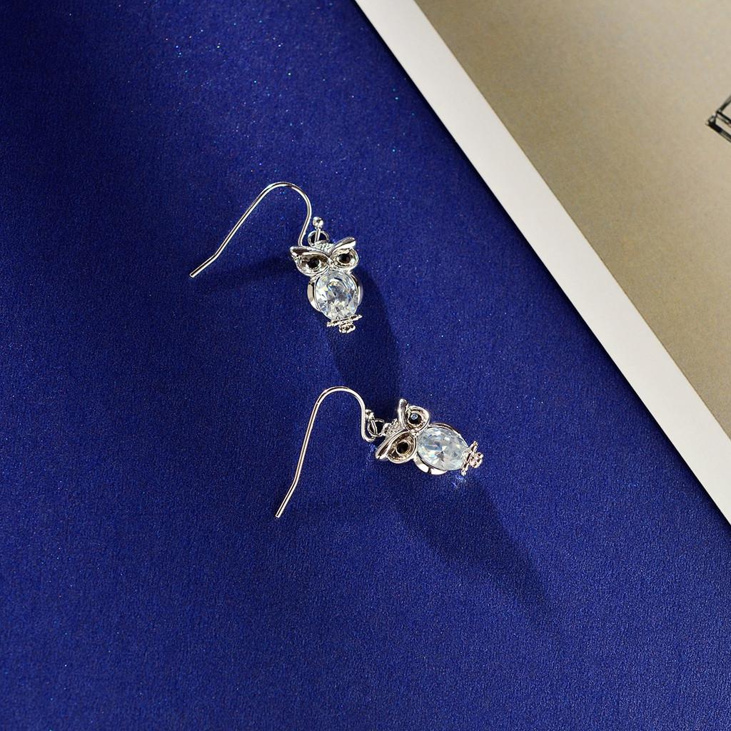 Elegant Rose Gold And Zirconia Owl Stud Earrings For Women Fashionable Animal Style