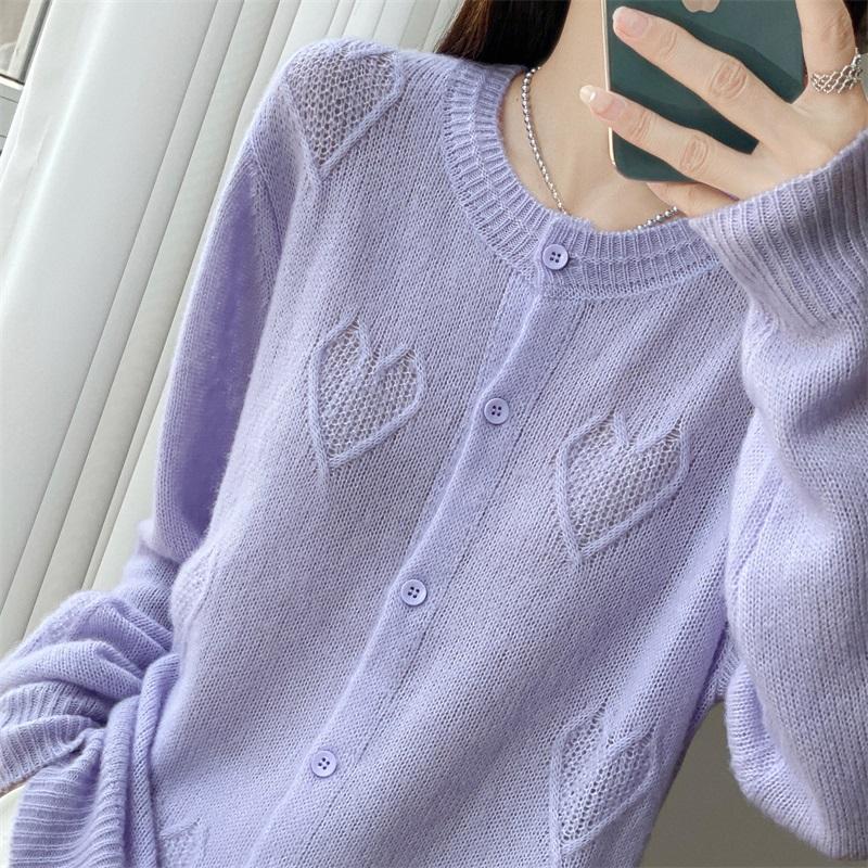 QingHe Cashmere Women's 30% Cashmere Cardigan - Soft & Warm Wool Blend Sweater