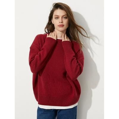 Rose Beauty A Women's Autumn and Winter Round Neck Loose Pullover Sweater