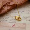 Gold Double Ring Interlocking Couple Popular Pendant Necklace Niche Design Versatile Titanium Steel Gold-Plated Korean
