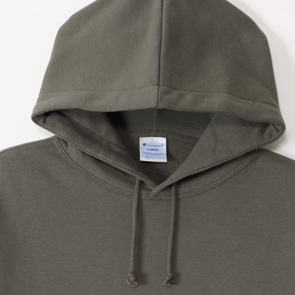 Sweatshirt Long Sleeve Cotton USA Fleece Script Logo Embroidery Hooded Sweatshirt Casual Dark Gray S [Champion] Men's C8-W128Z