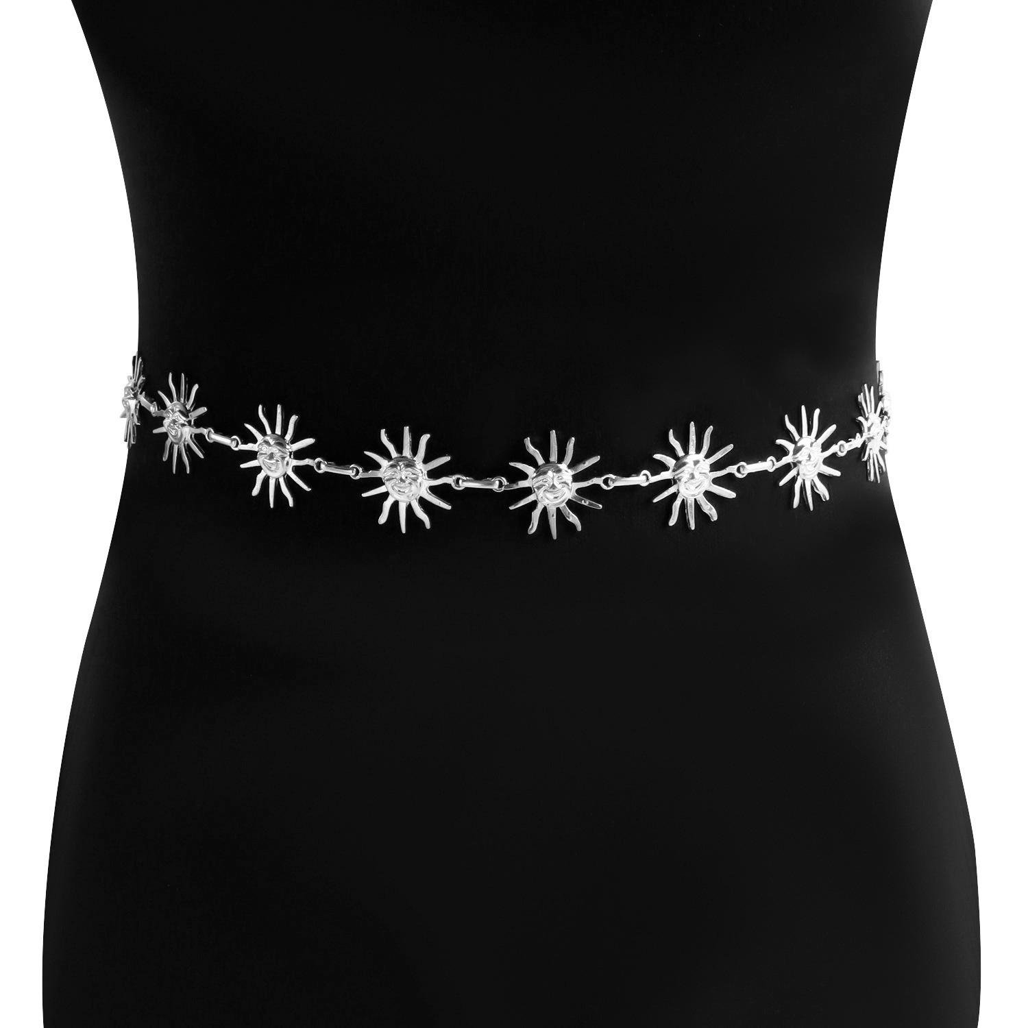 

Metal Small Smiley Face Sun Waist Chain Body Chain Dress Waist Versatile Accessories