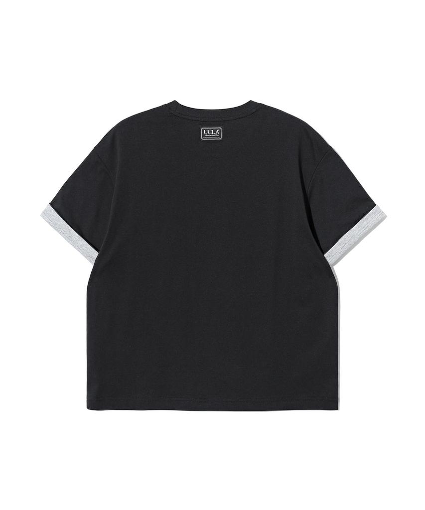 UCLA Unisex Roll-Up Bi-Color Crop T-Shirt [Black](Ucrsta1)