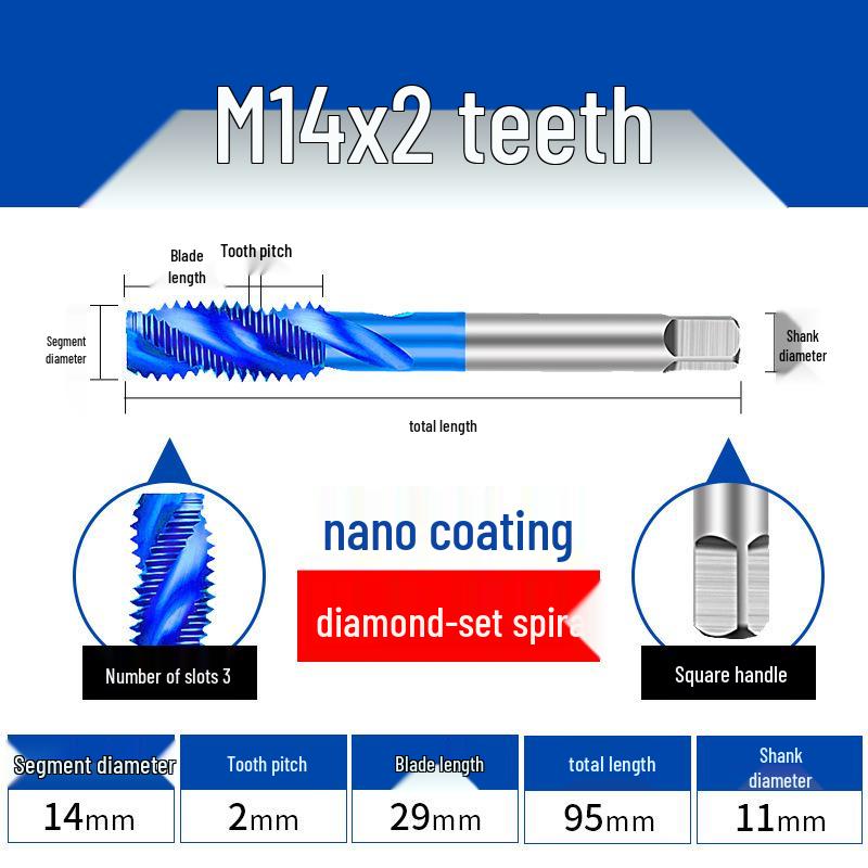 Cobalt Blue Nano-Coated Stainless Steel Spiral Tap Drill Bit Set M2-M8