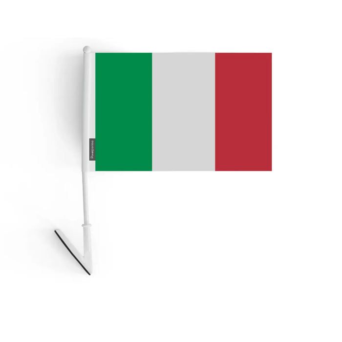 Drapeau adhésif - Italie - 14 x 21 cm - 10 pièces - Polyester - Léger et robuste
