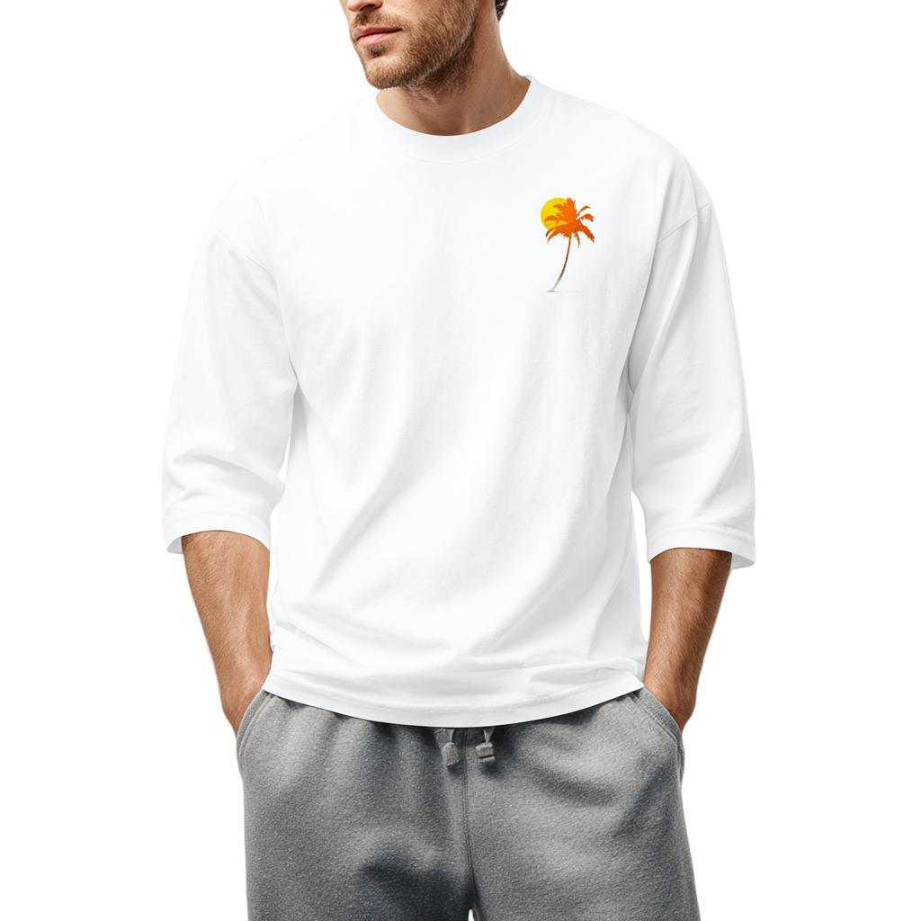 Men'S Round Neck Three-Quarters Sleeve Top Casual Fashion T-Shirt