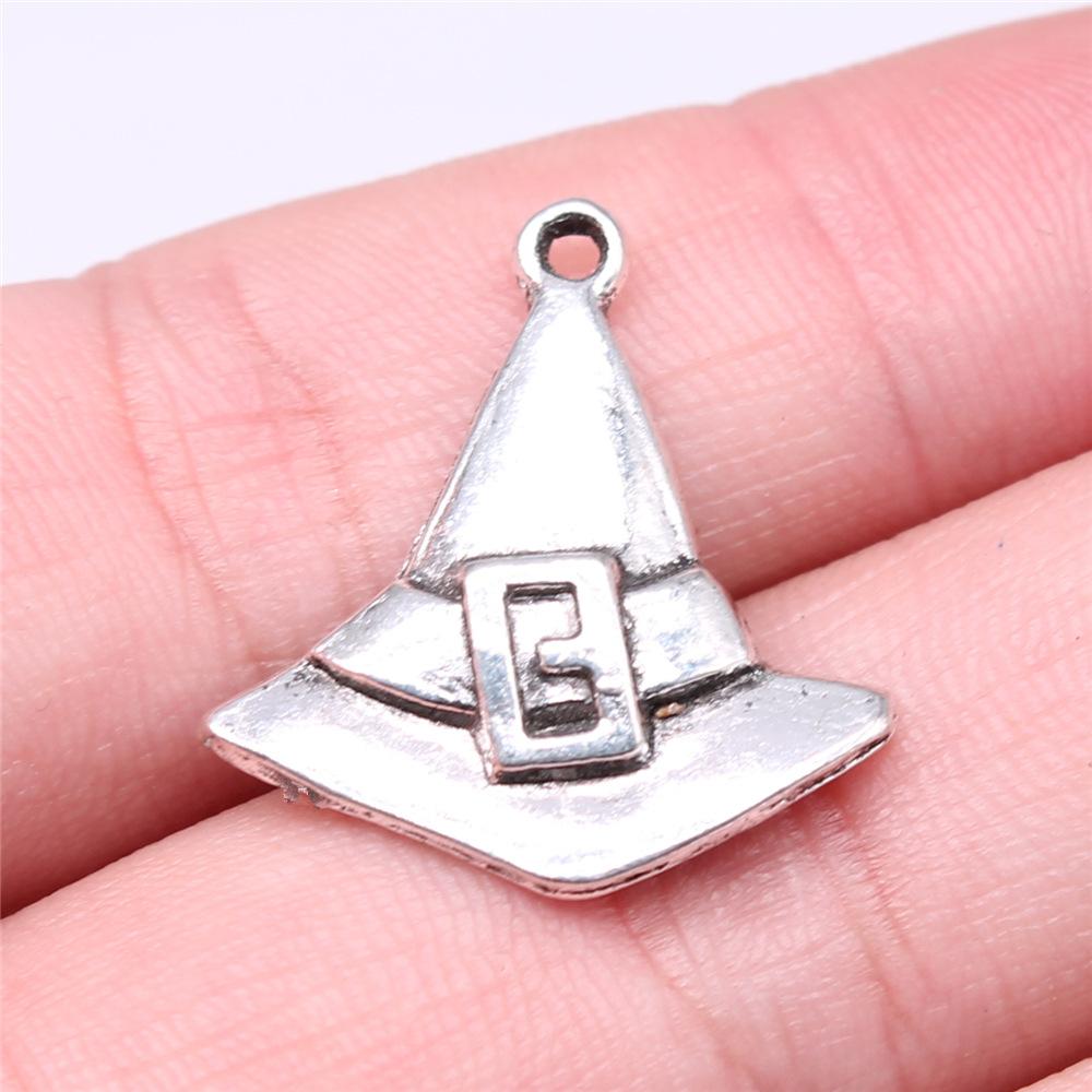 20 pièces Halloween Sorcière Sorcier Bronze Antique Argent Couleur Pendentifs Apprêts DIY Bijoux Tibétains