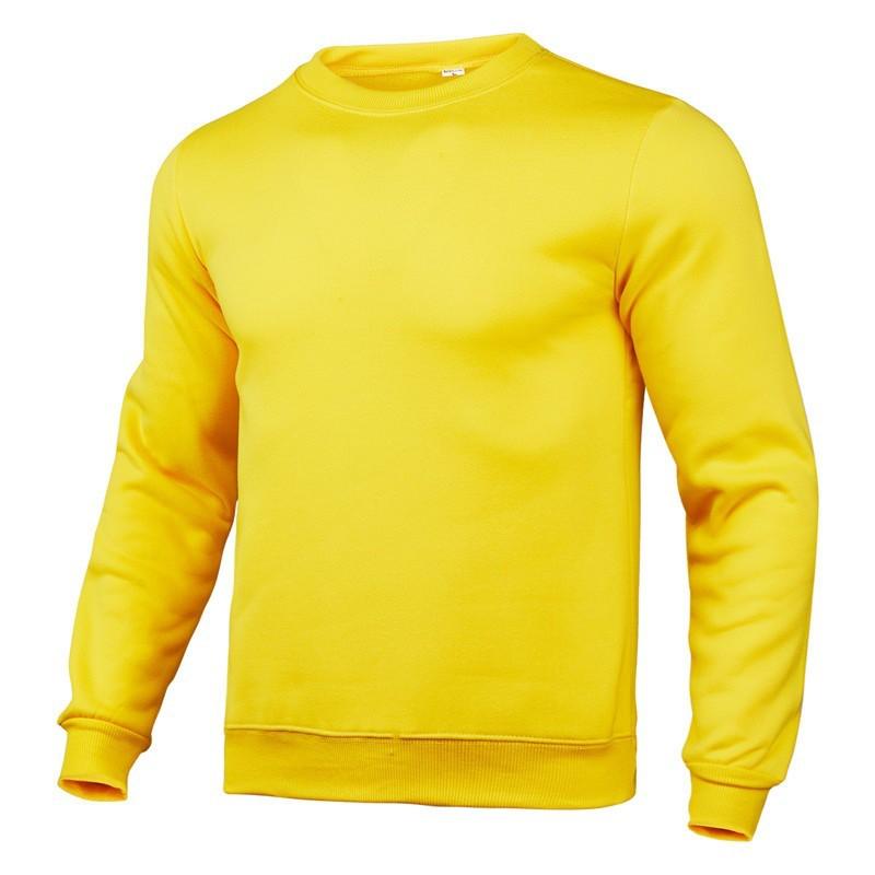 Mens Casual Hoodless Sweatshirt Solid Color Round Neck Long Sleeve Pullover Comfort Fit Cotton Blend