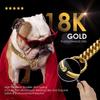 18K Gold Chain Dog Collar 10MM Cuban Link Chain Stainless Steel Metal Links Walking Training Collar designed for Small Medium Large Dogs