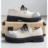 New Mens Derby Shoes British-Style Big Round-Toe Chunky Platform Sneakers Original Breathable Casual Shoes for Streetwear &Daily