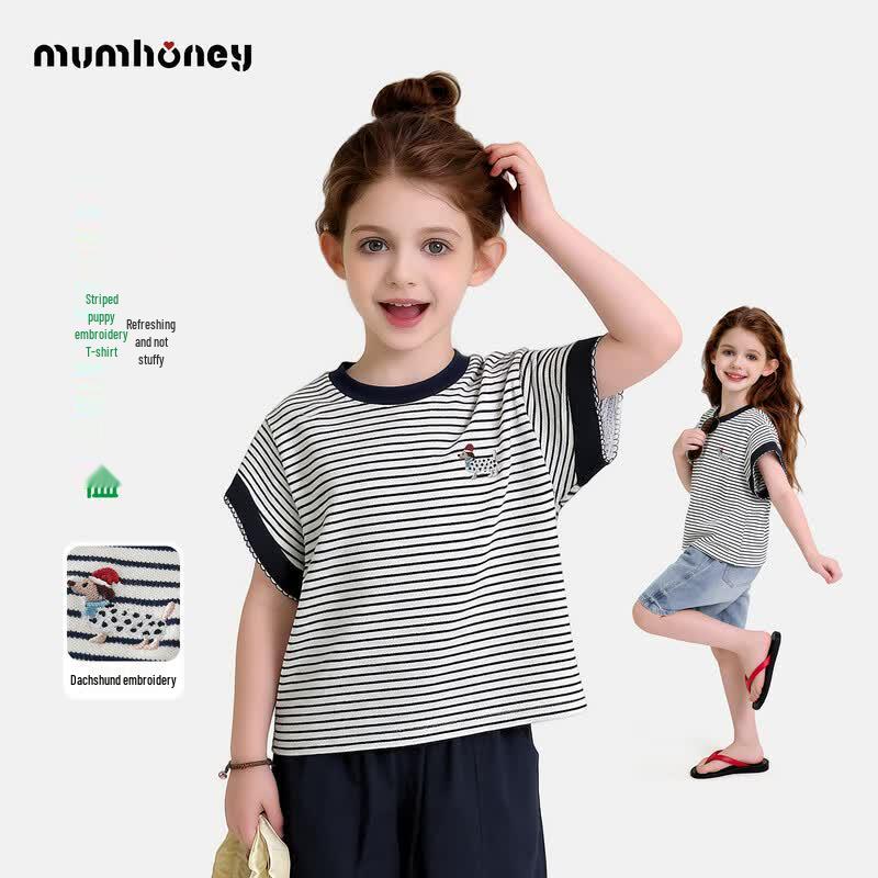 Heini Mumu Girls  Casual Striped Summer T-Shirt 160