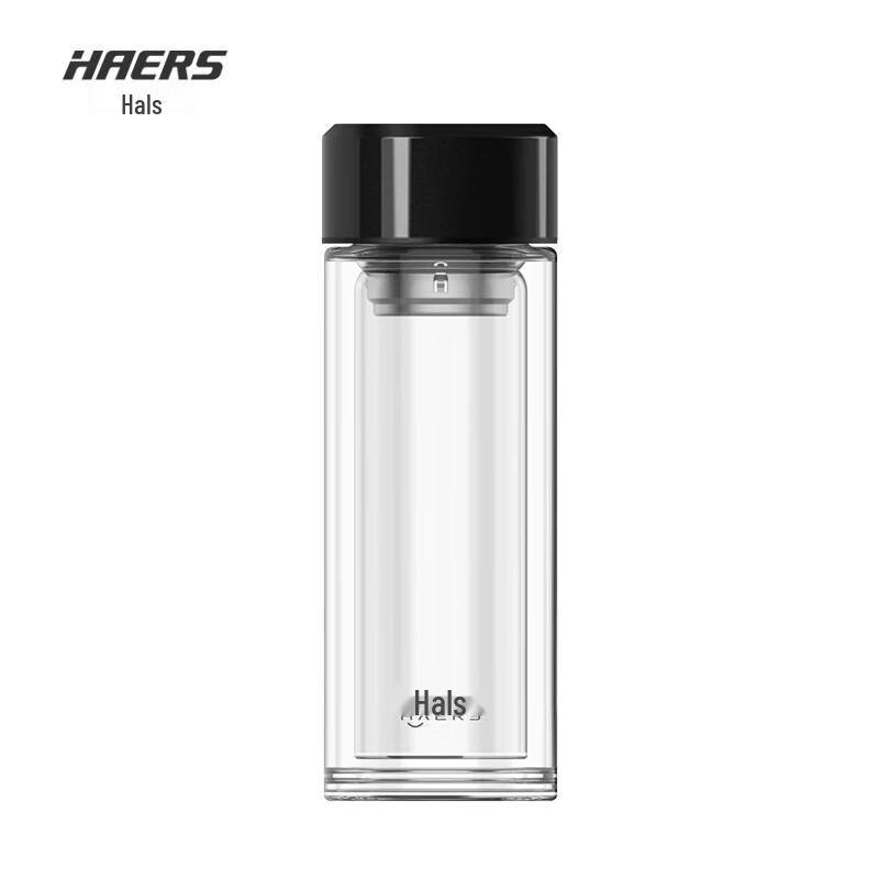 HAERS Portable Double-Layer Glass Tea Infuser Bottle 300ml