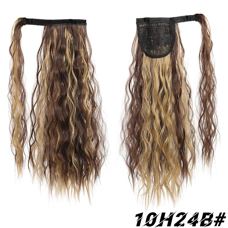 Long Wave Ponytail Wrap Around Wavy Ponytail Extensions Fluffy Hair Piece Magic Paste Ponytail Hairpiece 18 Inch Fake Hair,Suitable For Daily Use
