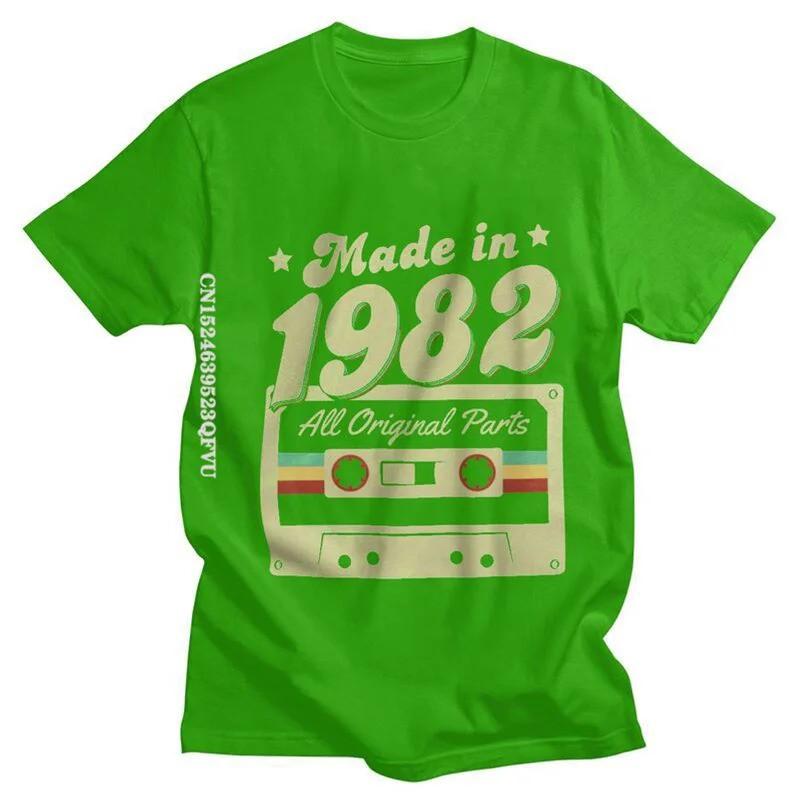 Mens Graphic Print Cotton T-Shirt 1982 Born Streetwear Tee Casual Short Sleeve