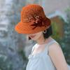 Women's Sun Hat Handmade Straw Woven Bucket Hat with Bow Foldable Sun Protection Fishing Hat for Outdoor Travel Beach