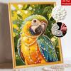Beautiful Framed Pearl Painting Kit Vibrant Tropical Parrot Design DIY 3D Bead Art Canvas Creative Wall Decor Relaxing Hobby Gift for Adults