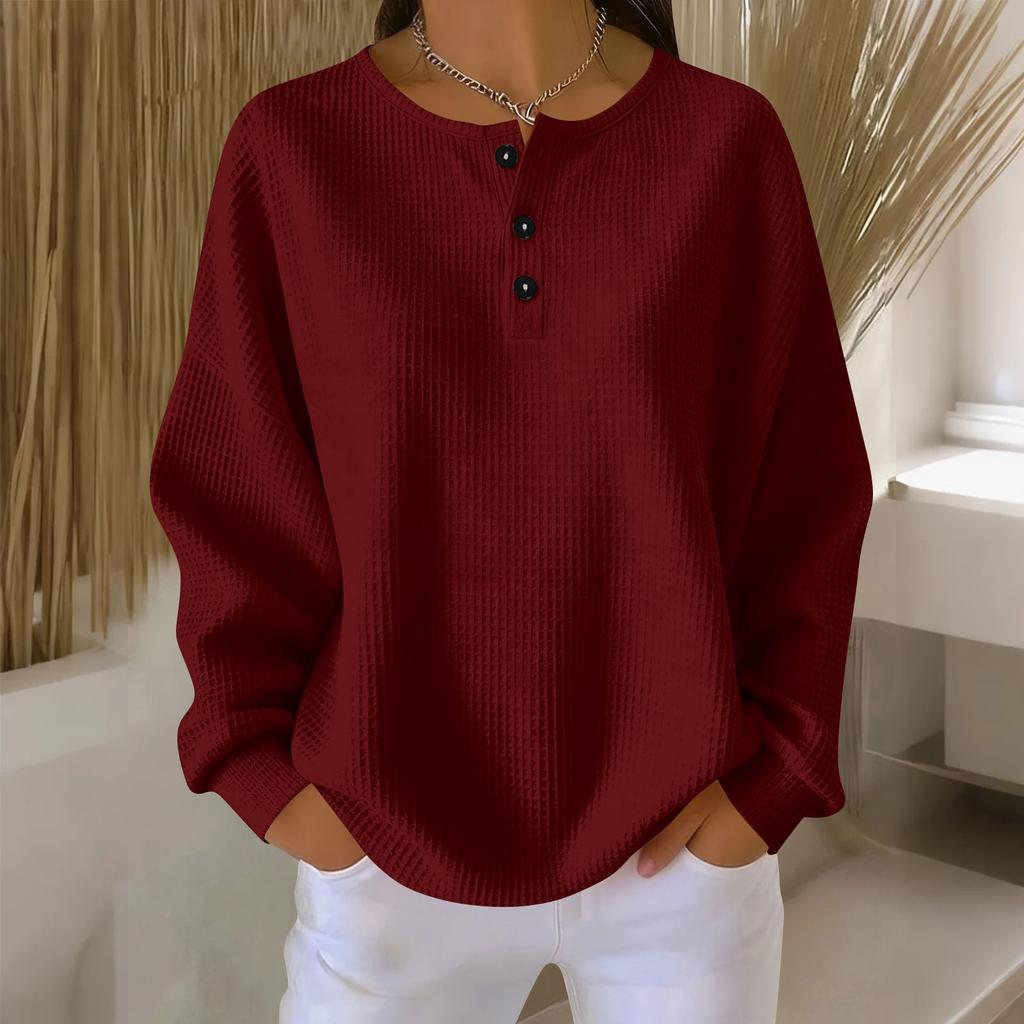 Women's Casual Shirts Long Sleeve Tops Button Up V Neck Loose Knit Fall Favorites For Women