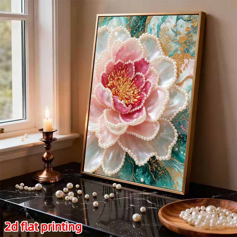 DIY rahmenloses Perlenkunst-Malset Elegante rosa Pfingstblume 3D-Perlenleinwand Handgefertigtes Bastelset für Erwachsene Wanddekoration Geschenk