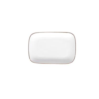Homeglen 5.5-inch Square White Porcelain Serving Dish with Gold Rim